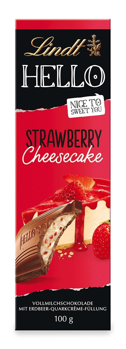 

Молочный шоколад Lindt Hello Strawberry Cheesecake, клубничный чизкейк, 100г