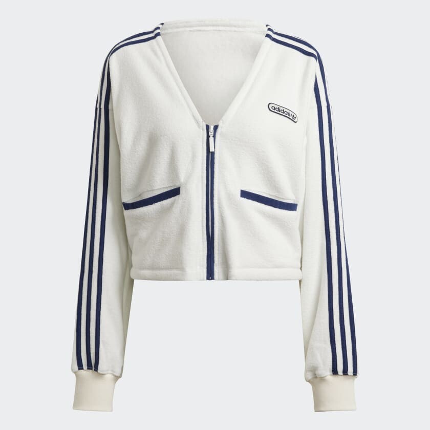 

Кардиган adidas Crop Towel Terry, светло-бежевый/синий