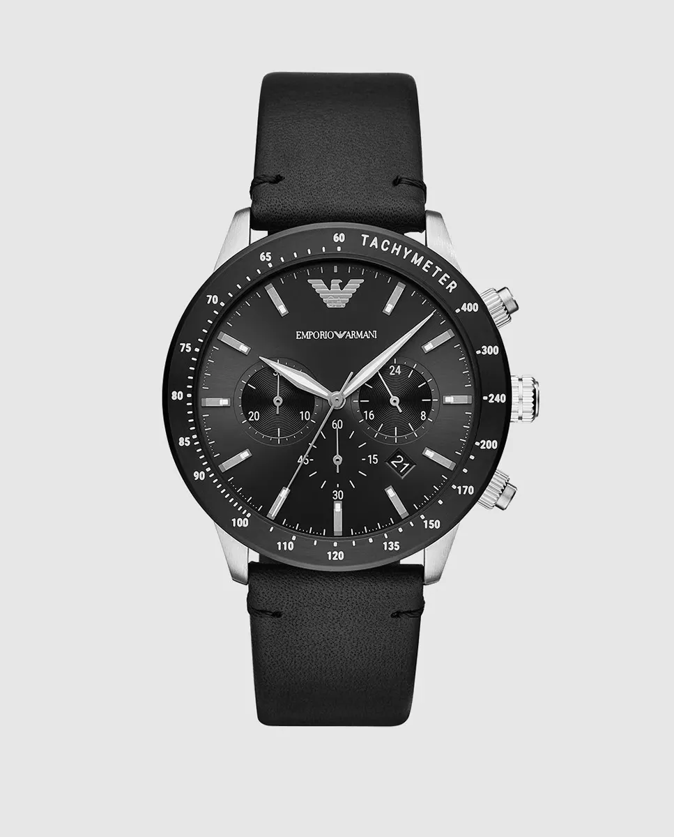 

Emporio Armani AR11243 черные кожаные мужские часы с хронографом, черный