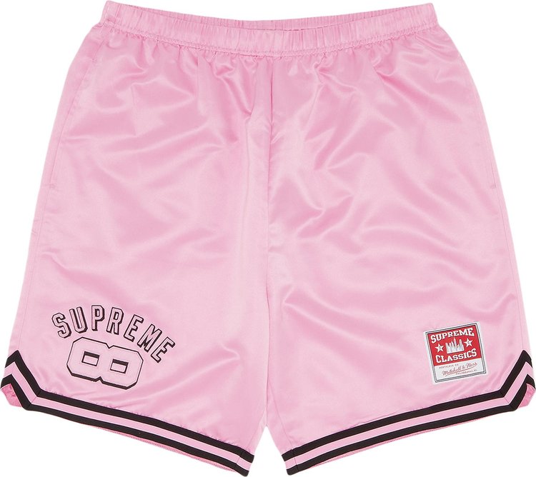 Шорты Supreme x Mitchell & Ness Satin Basketball Short 'Pink', розовый