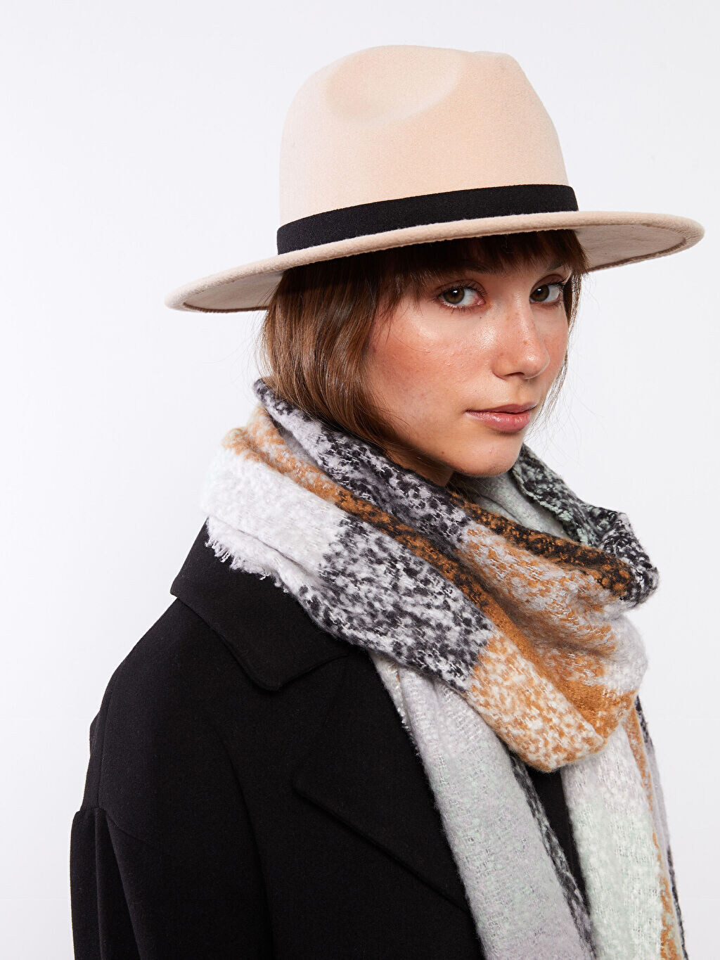 

Полосатая Женская шляпа Fedora Cachet LCW Accessories