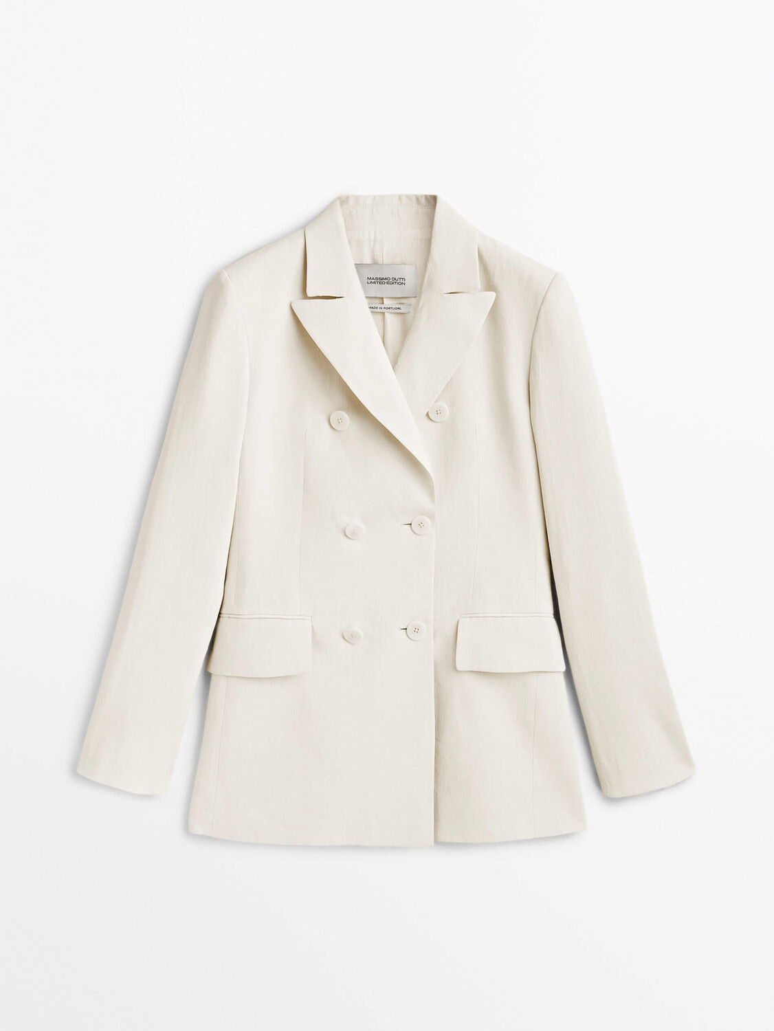 

Пиджак Massimo Dutti Limited Edition Double-breasted Linen Suit, слоновая кость