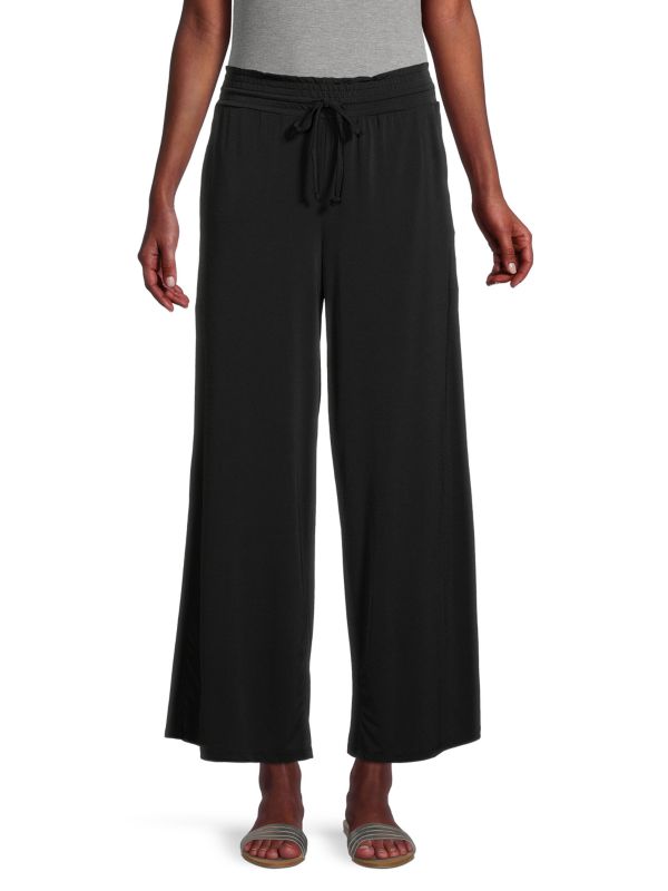 Широкие брюки из смесового льна Ellen Tracy Black ellen tracy women ellen tracy гель для душа 100 мл для женщин