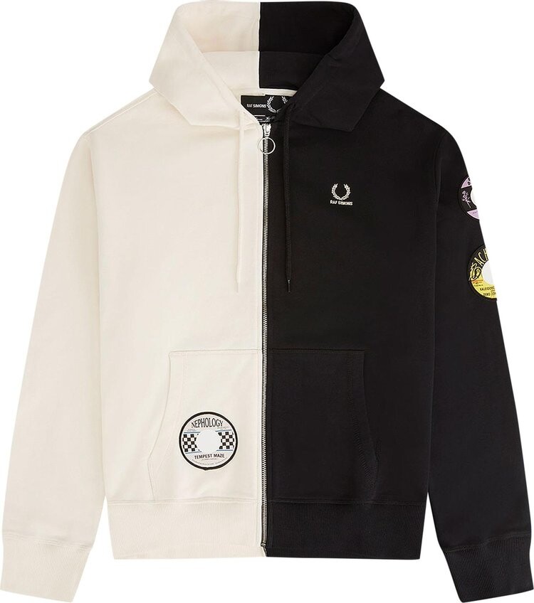 

Худи Fred Perry x Raf Simons Patched Zip Through Hoody 'Black', черный