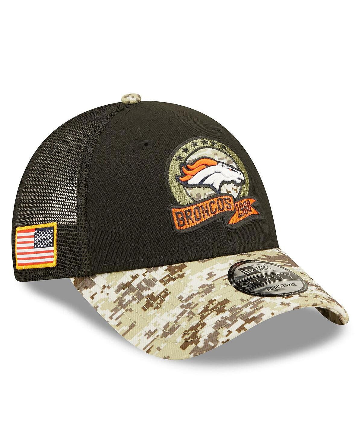 

Кепка Snapback Trucker 9FORTY для юношей черного цвета, камуфляж Denver Broncos 2022 Salute To Service New Era