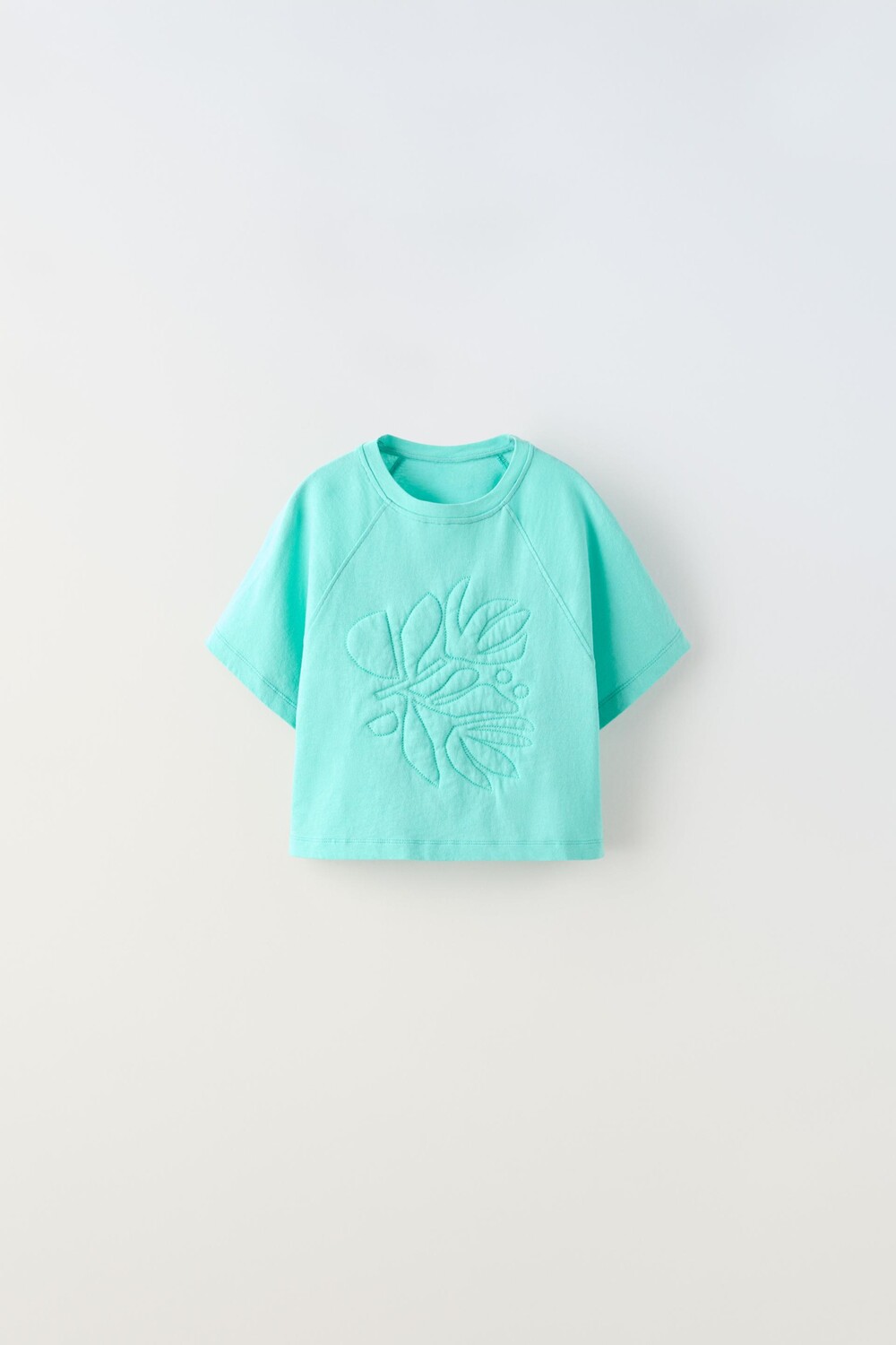 

Футболка Zara Raised Embroidery, бирюзовый, Зеленый