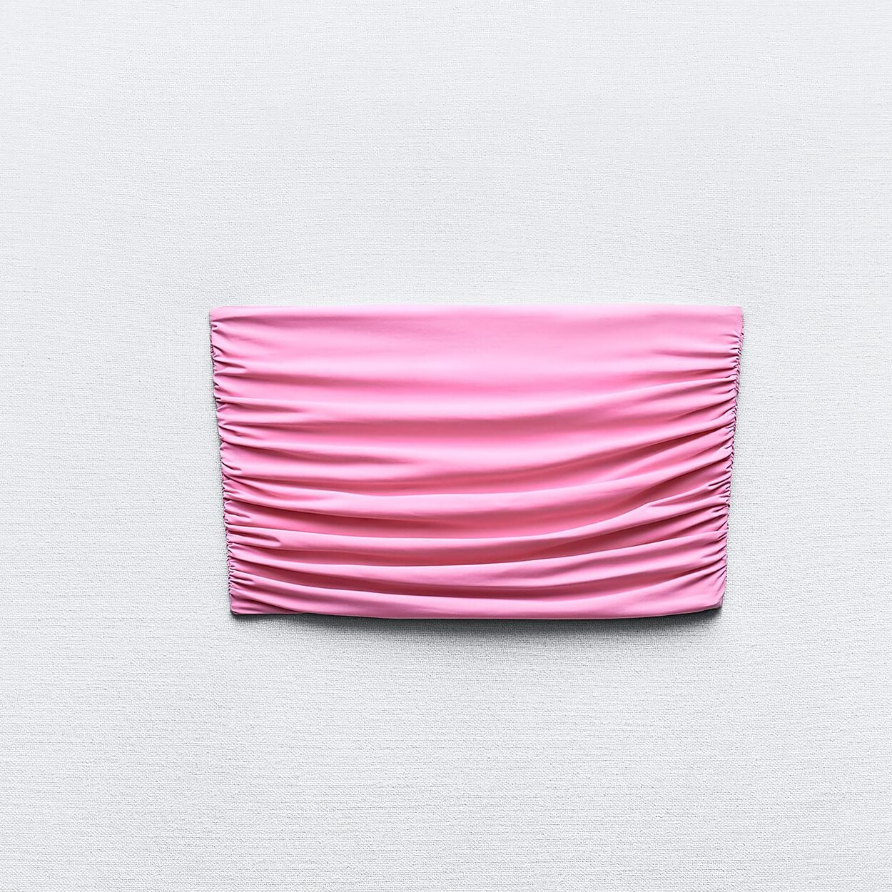 Кроп топ Zara Gathered Polyamide, розовый облегающий трикотажный укороченный топ с вышивкой в корейском стиле