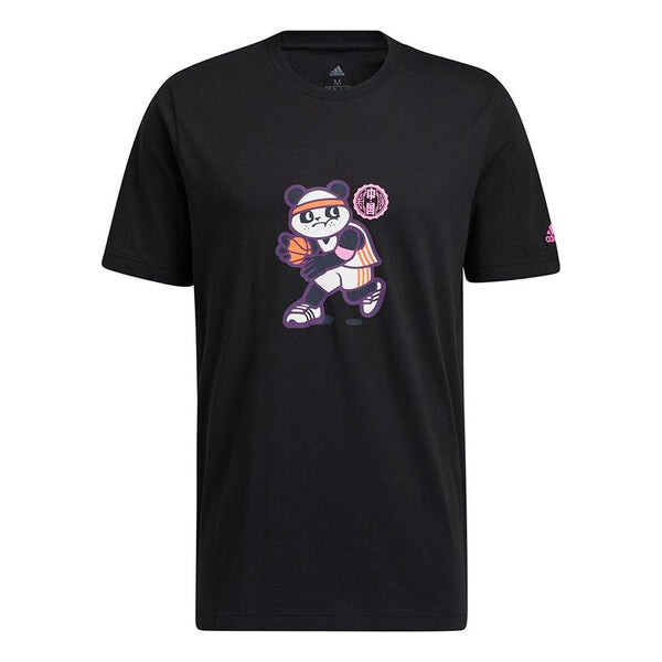 

Футболка Adidas Panda Tee Funny Cartoon Printing Basketball Sports Round Neck Short Sleeve Black, Черный