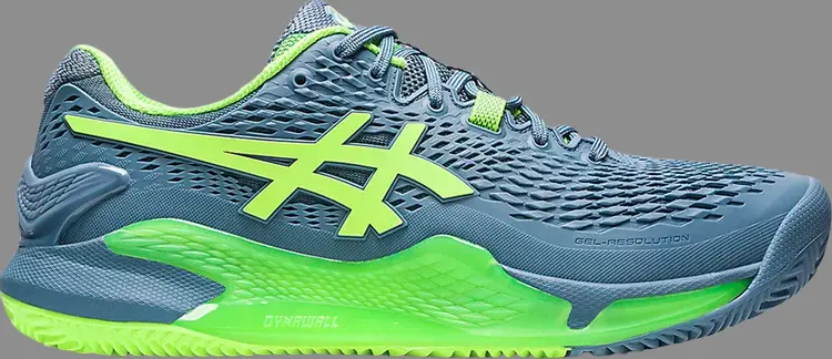 

Кроссовки gel resolution 9 clay 'steel blue hazard green' Asics, синий