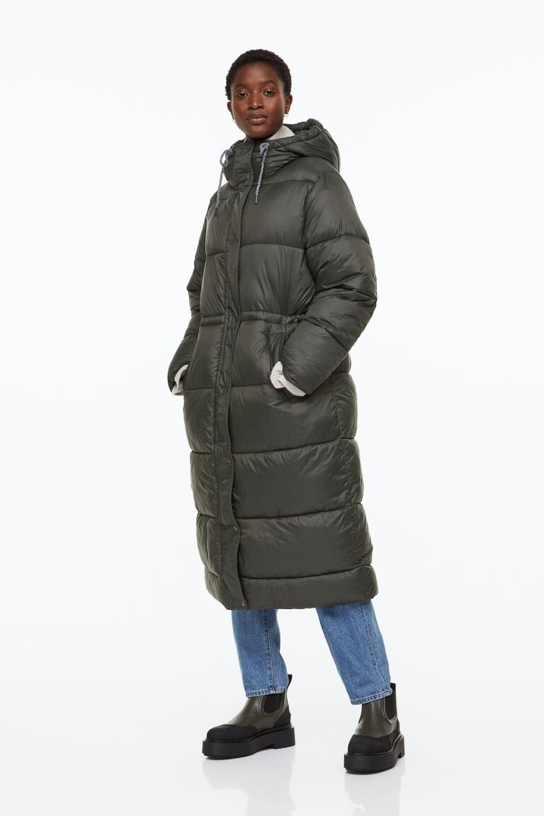 

Пуховик с капюшоном H&M, темно-зеленый