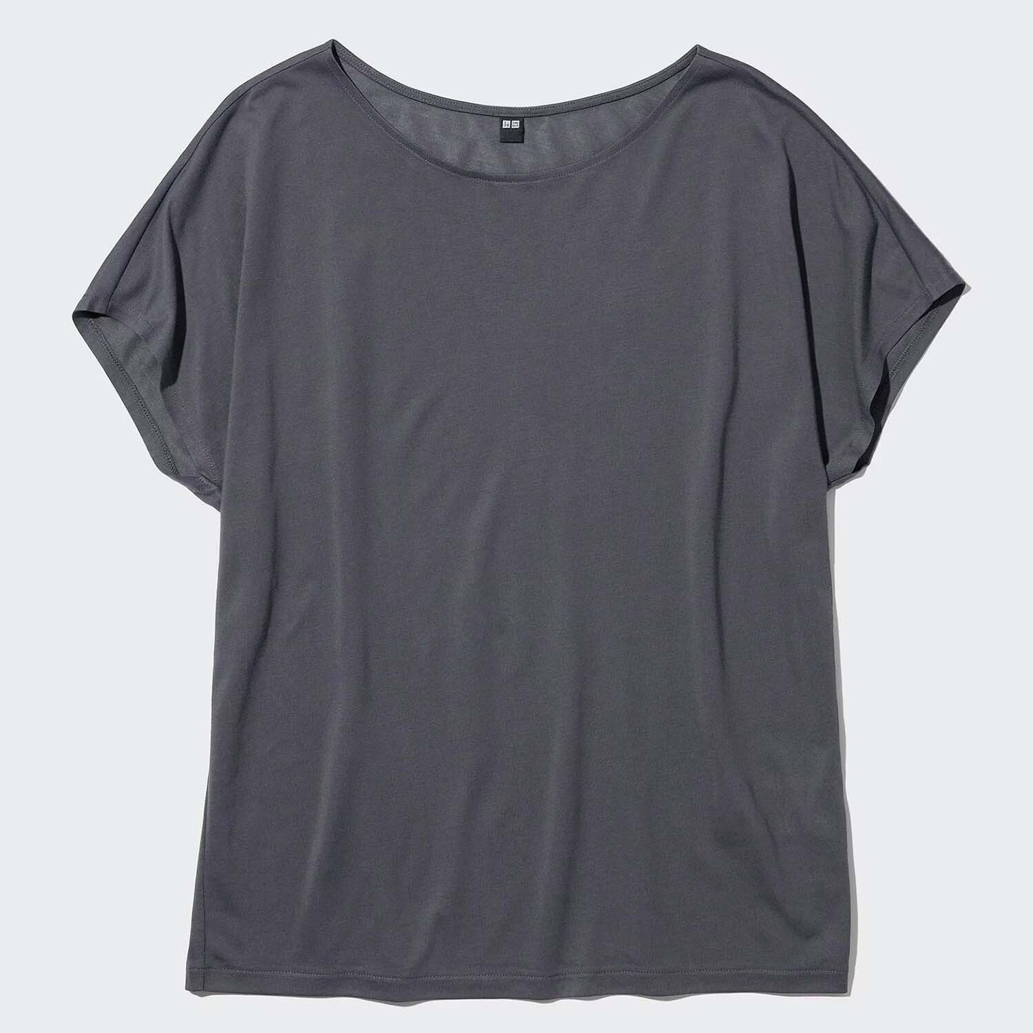 

Футболка Uniqlo Drape Boat Neck Short Sleeved, темно-серый