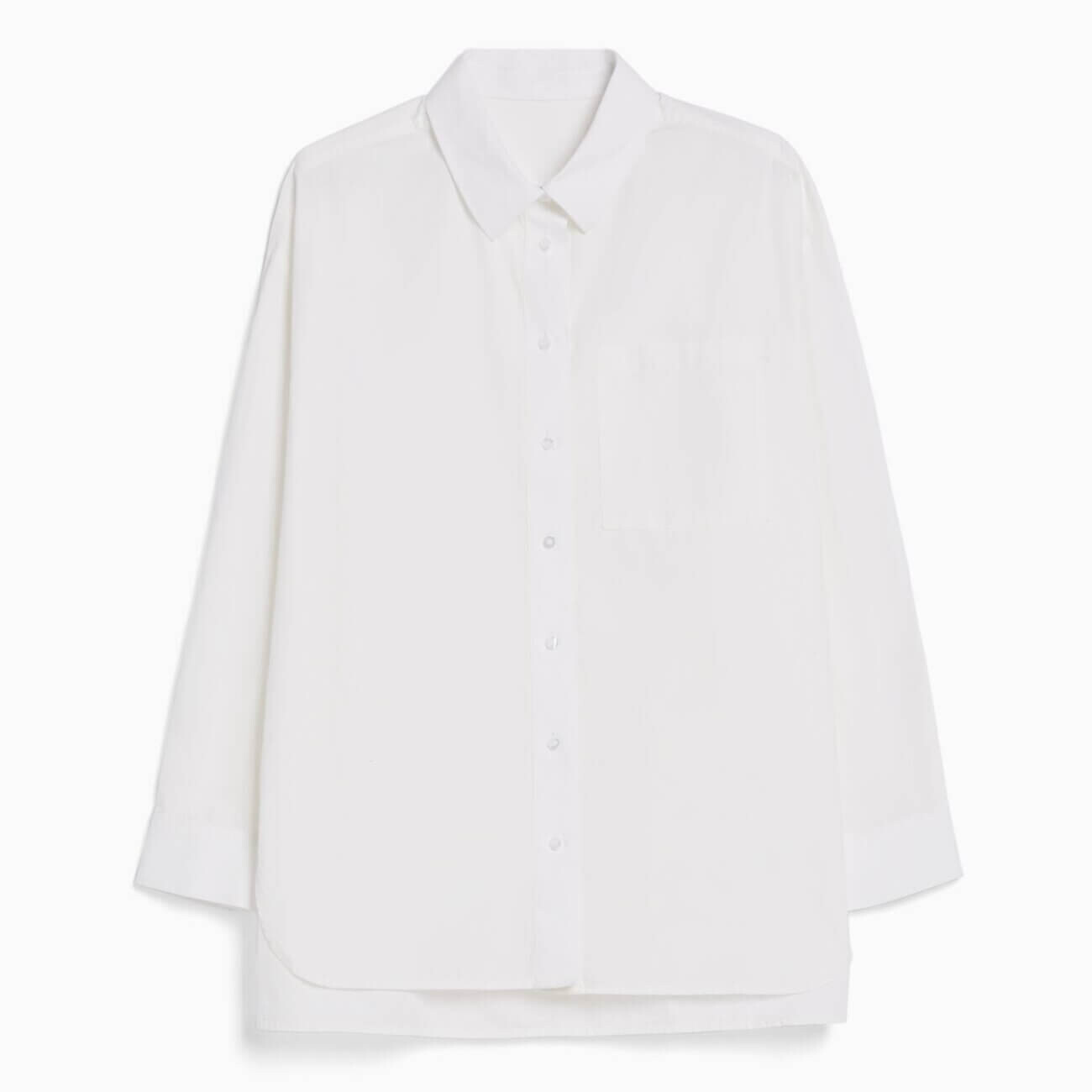 

Рубашка Bershka Long Sleeve Oversize Poplin, белый