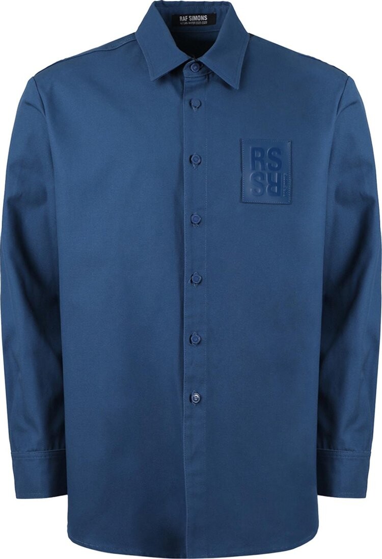 

Рубашка Raf Simons Straight Fit Denim Shirt With R Pin In Back 'Blue', синий