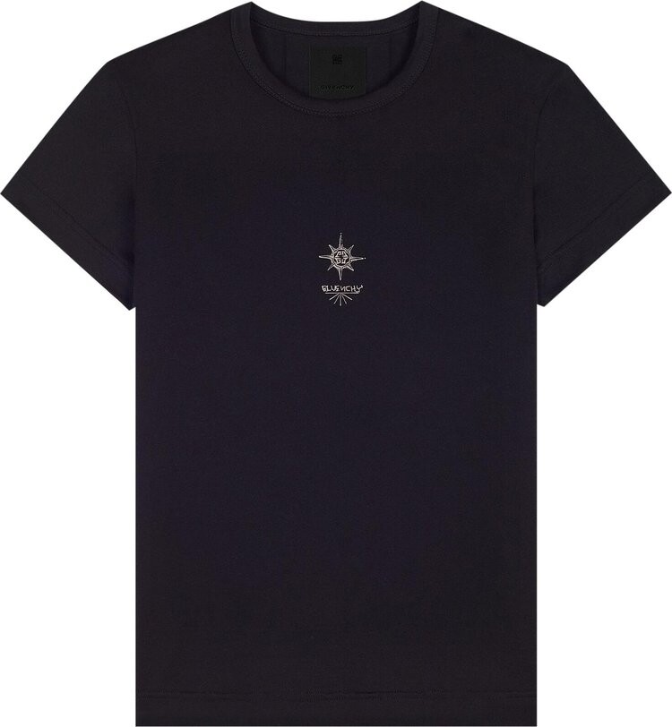

Футболка Givenchy Slim Fit Metallic Embroidered T-Shirt Black, черный