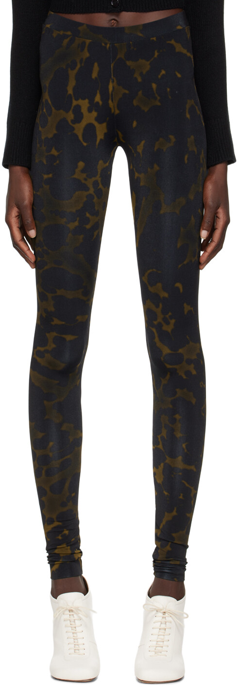 

Черно-зеленые леггинсы с рисунком Dries Van Noten