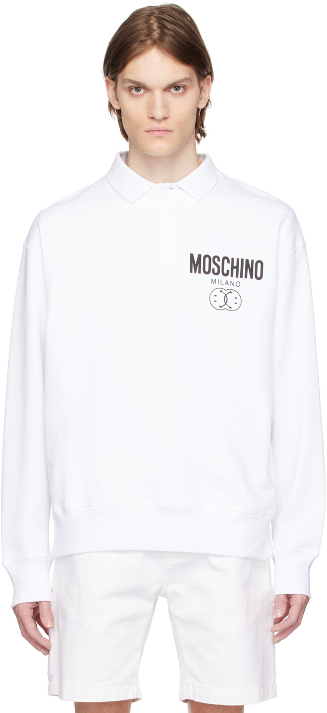 

Белая толстовка с принтом Moschino, Белый, Белая толстовка с принтом Moschino