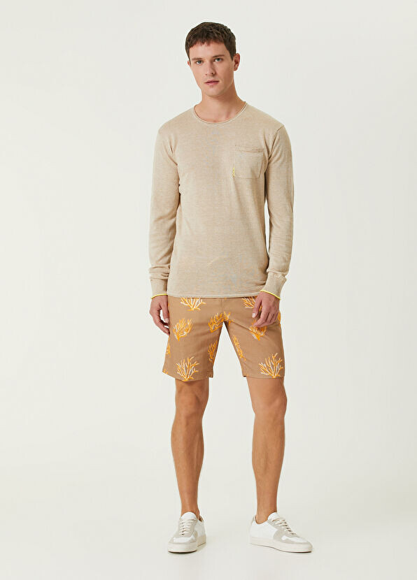 

Льняные бермуды с коралловым узором и кулиской на талии Scotch & Soda, бежевый