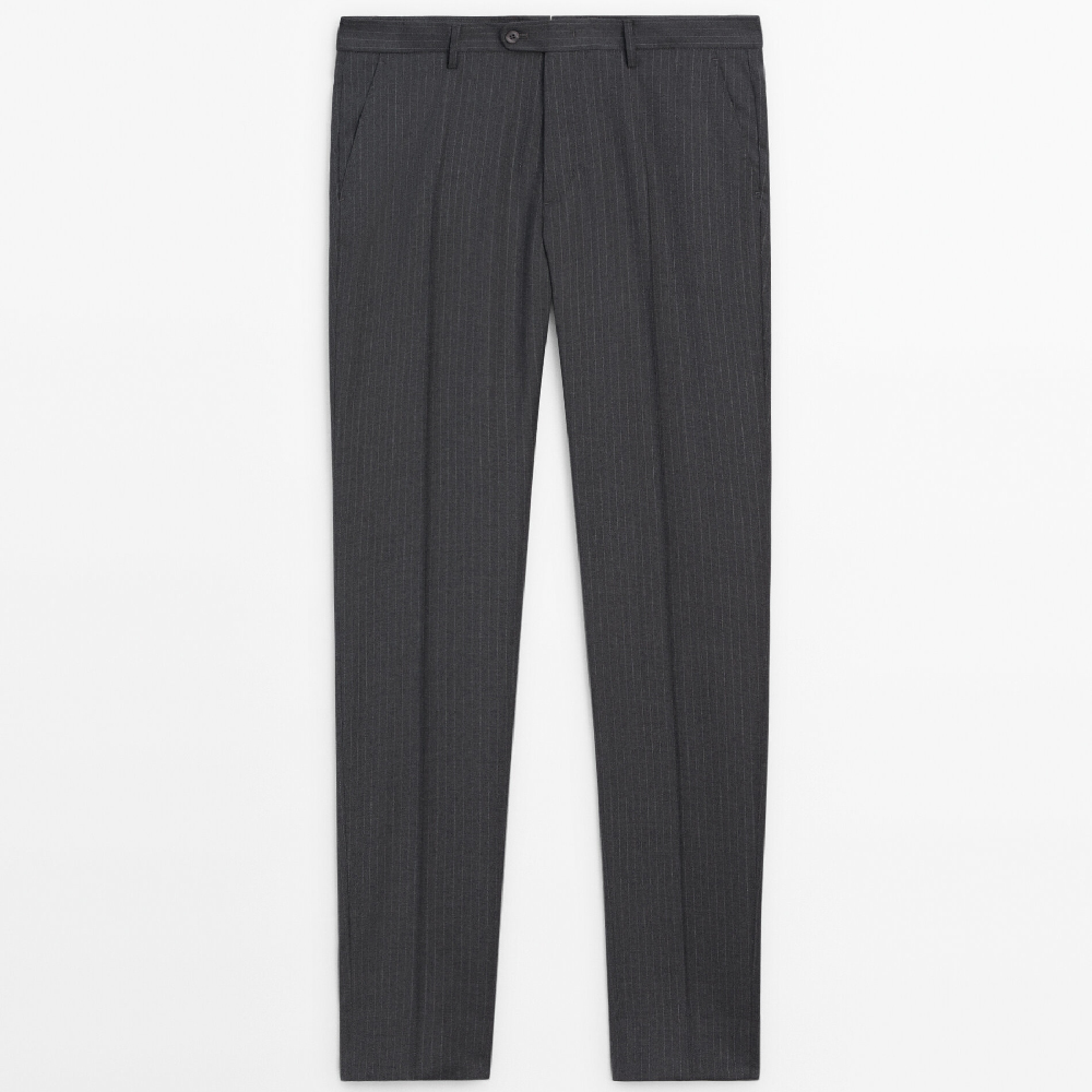 Брюки Massimo Dutti Gray 100% Wool Striped Suit, серый брюки massimo dutti размер 48 бежевый