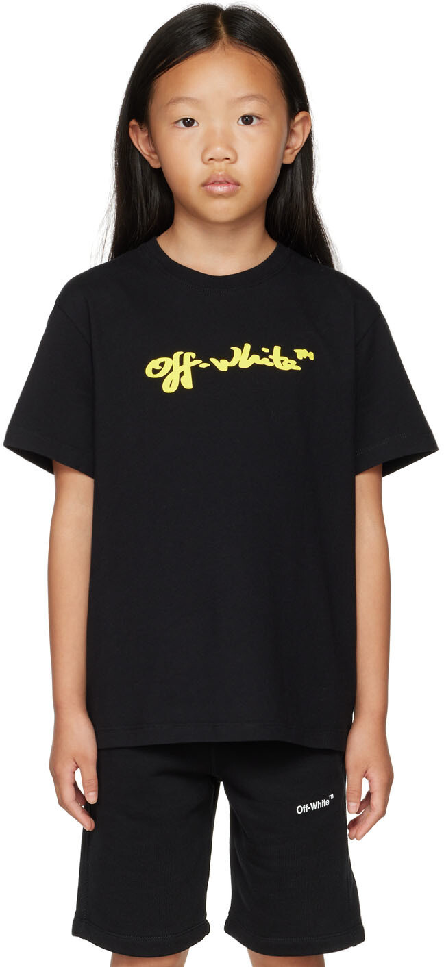 

Детская черная футболка с надписью Off-White