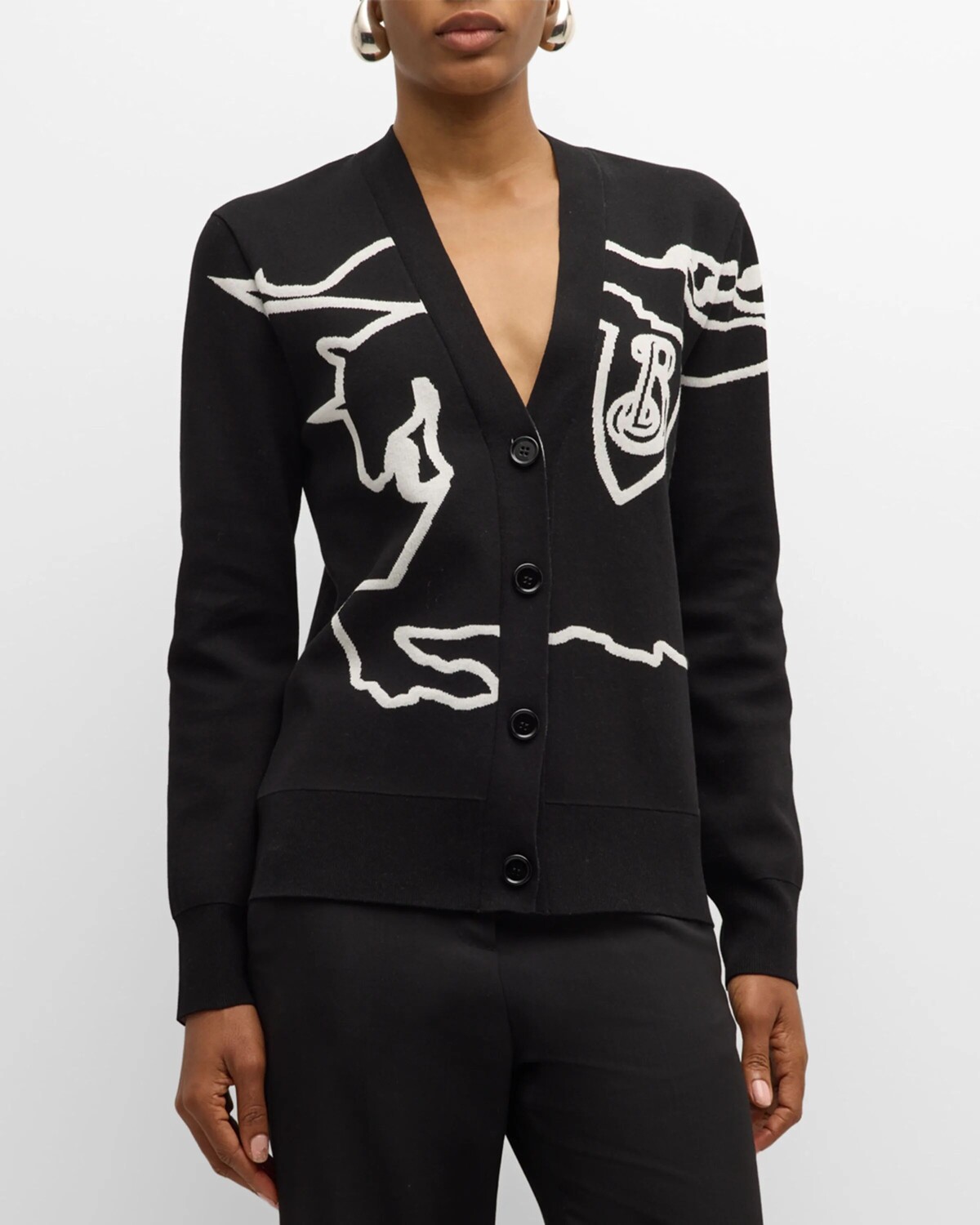 

Кардиган из смесового хлопка EKD с V-образным вырезом Burberry, цвет Blackchalk
