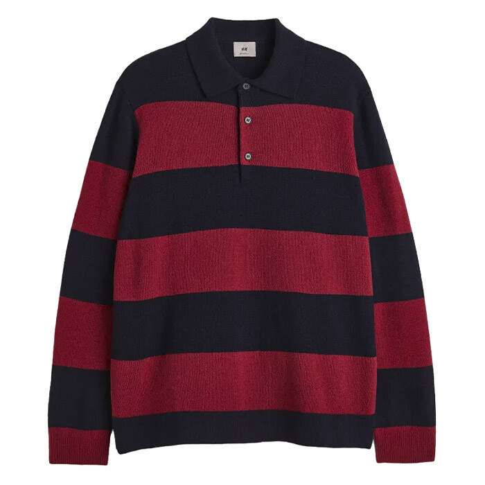 

Джемпер H&M Relaxed Fit Wool, темно-красный в полоску