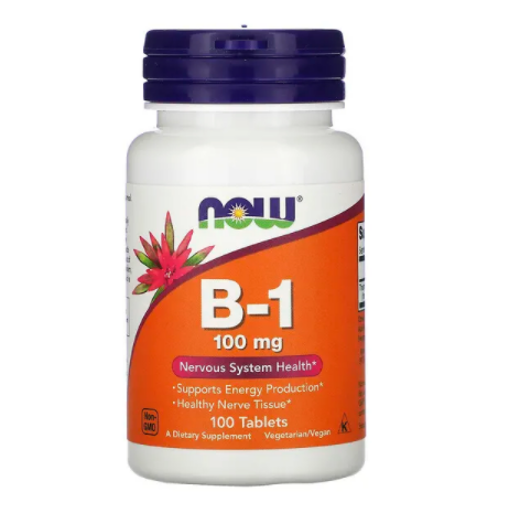 Витамин B-1 NOW Foods 100 мг, 100 таблеток витамин b 12 now foods ultra