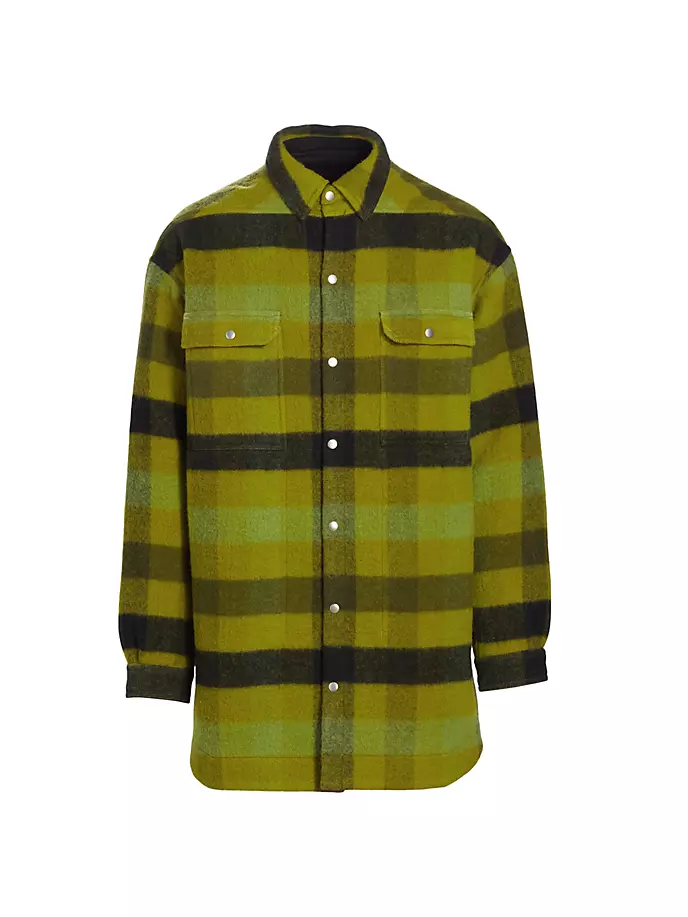 

Шерстяная рубашка оверсайз в клетку Rick Owens, цвет acid plaid