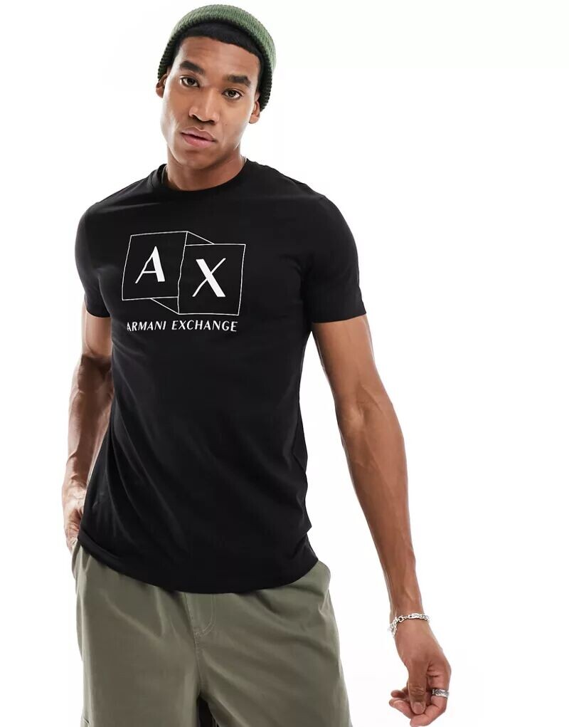 

Черная футболка узкого кроя с логотипом Armani Exchange