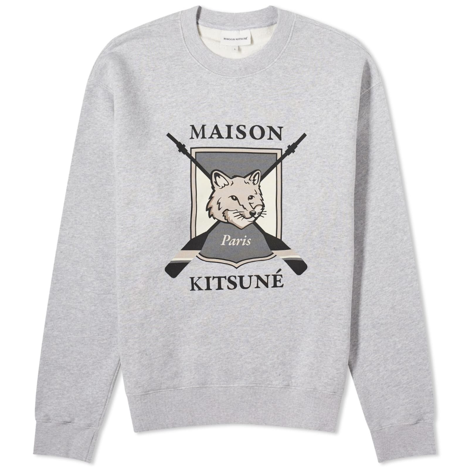 Свитшот Maison Kitsune College Fox Printed Comfort, цвет Light Grey Melange