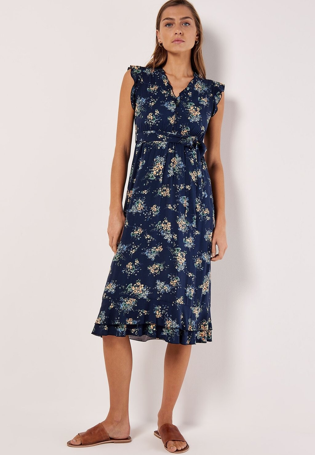 Дневное платье FLORAL DITSY MIDI Apricot, цвет navy