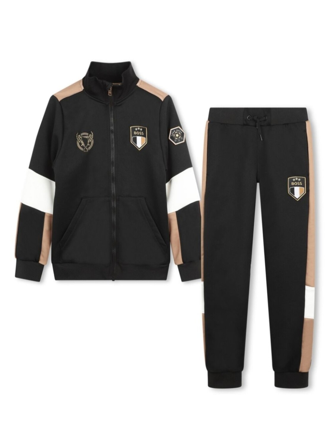 

BOSS Kidswear спортивный костюм в стиле колор-блок с логотипом, черный