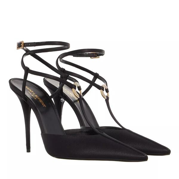

Туфли luna slingback pumps in crepe satin Saint Laurent, черный