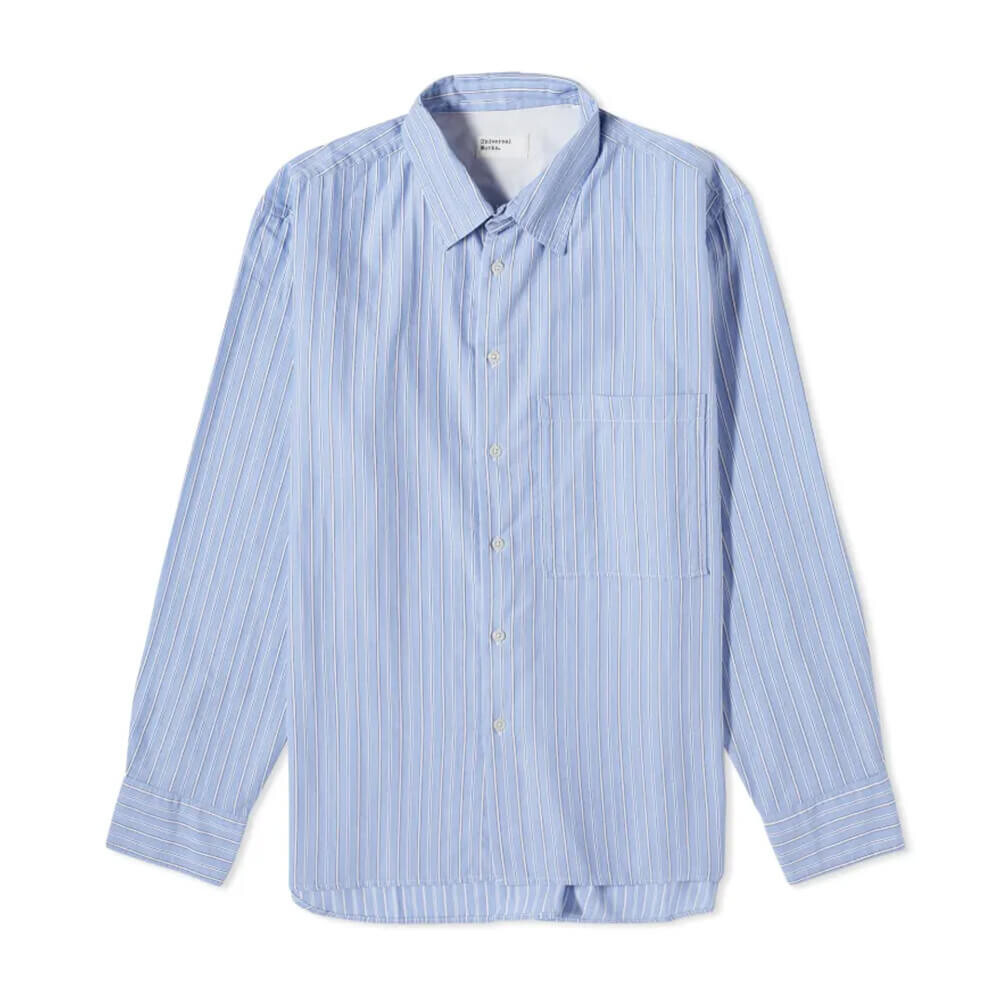 

Рубашка Universal Works Posh Stripe Square Pocket, голубой