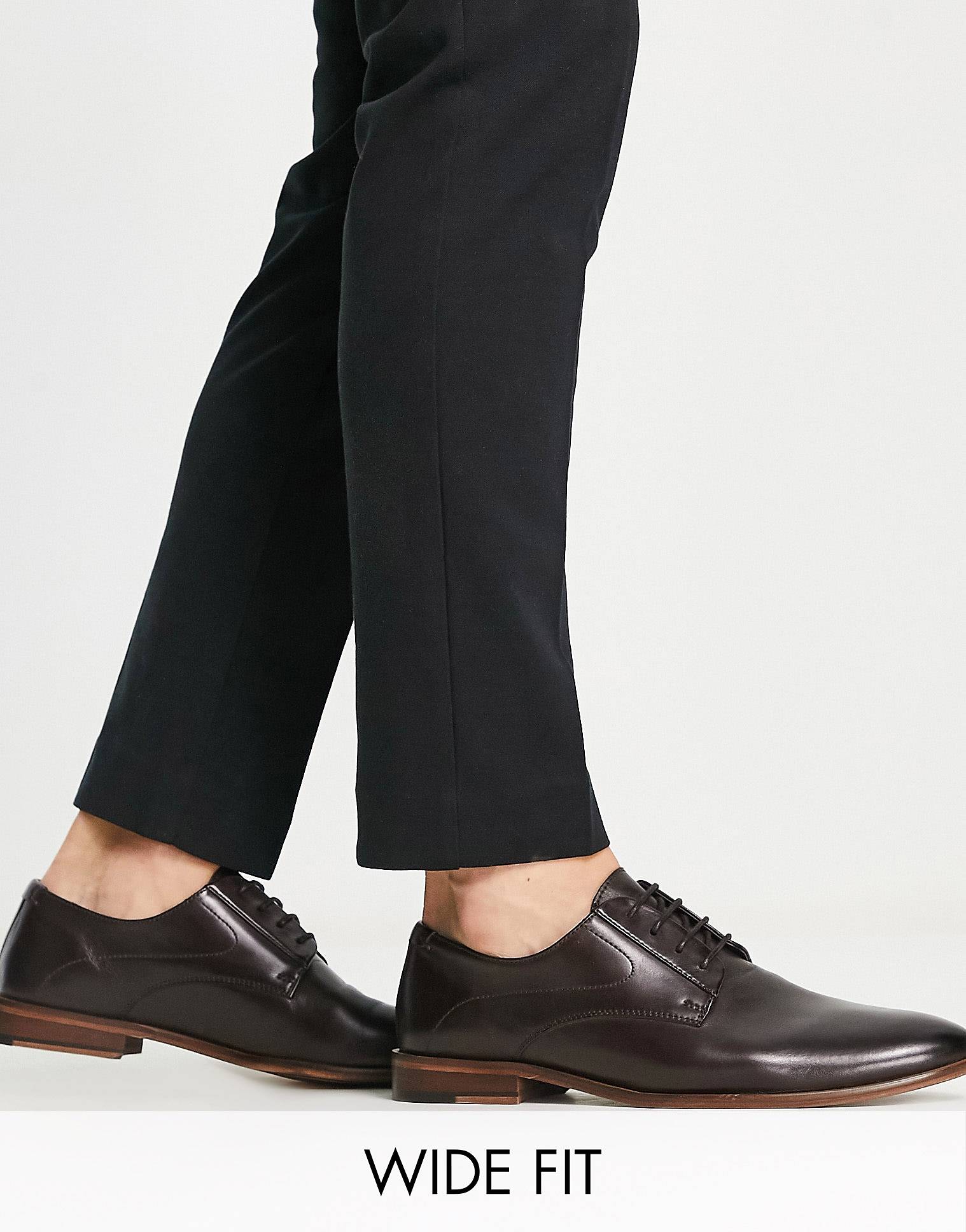 Коричневые кожаные туфли дерби на шнуровке ASOS DESIGN черные кожаные туфли дерби на шнуровке asos design