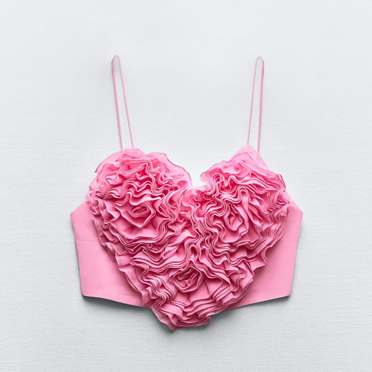 Кроп топ Zara Voluminous Heart-shaped, розовый кроп топ zara check knit розовый