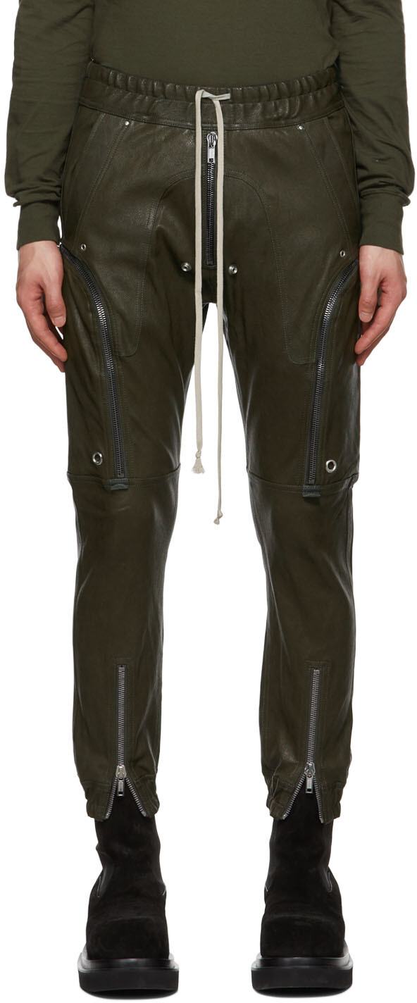 

Зеленые кожаные брюки в стиле баухаус Rick Owens