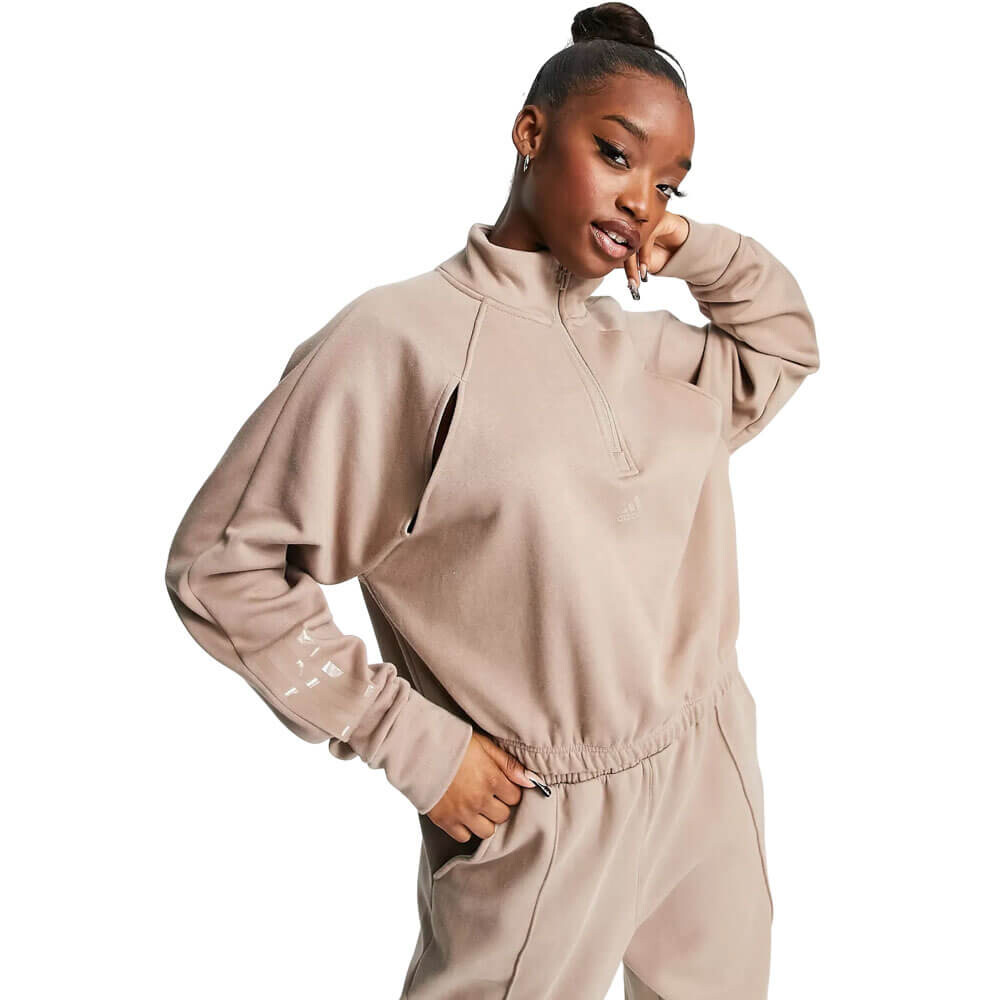 

Толстовка Adidas Training Hyperglam Cropped Fleece, темно-бежевый