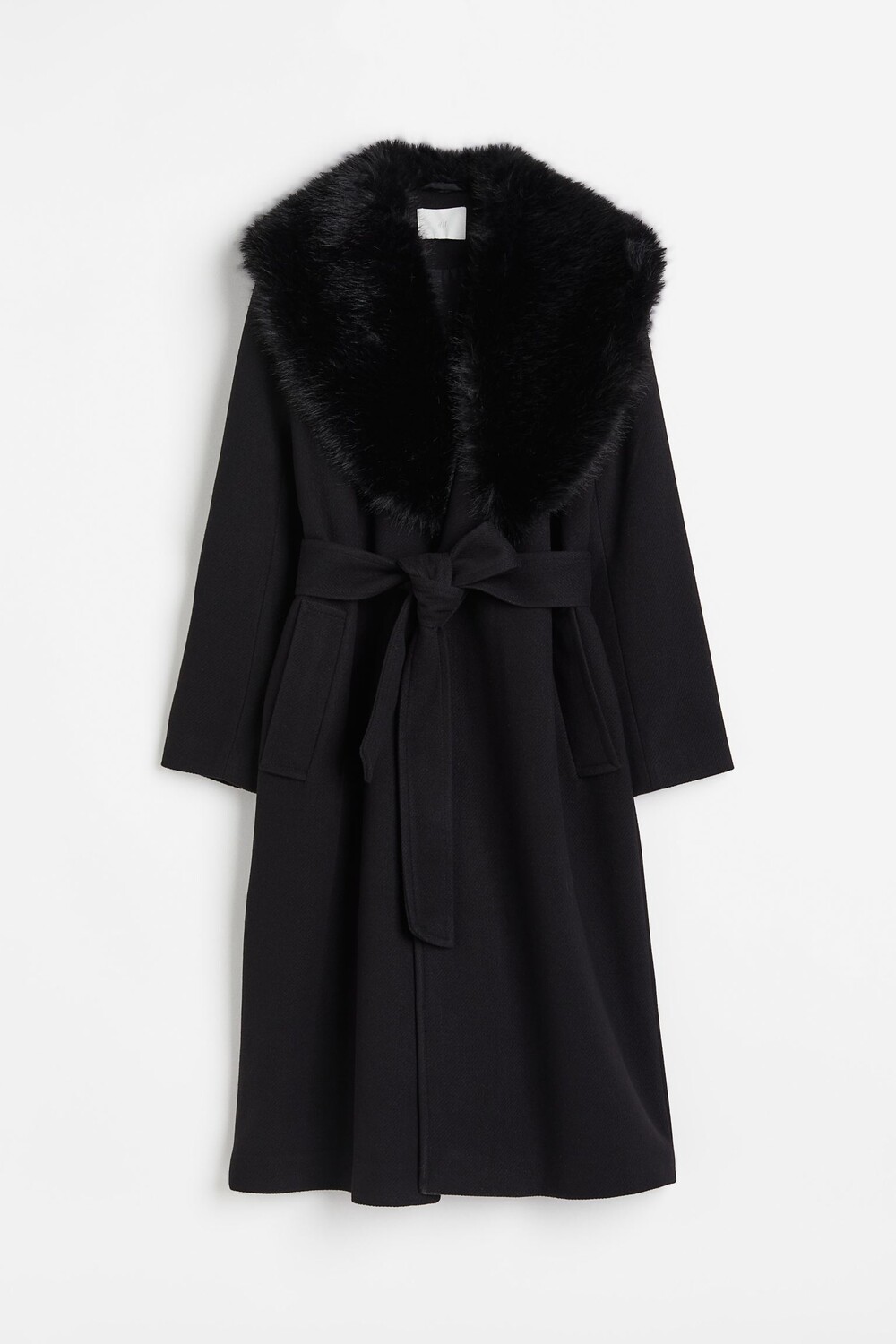 

Пальто H&M Fluffy-collared, черный