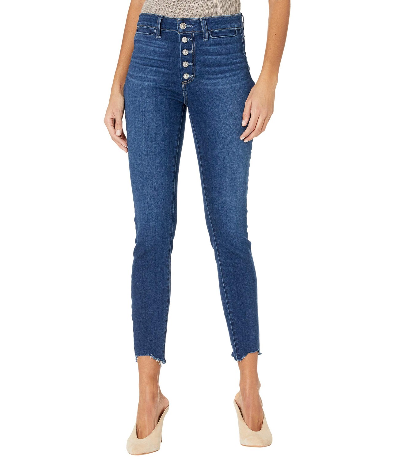 

Джинсы Paige, Hoxton Ankle w/ Exposed Buttonfly Welt Pockets in Star Sign Raw Chew Hem