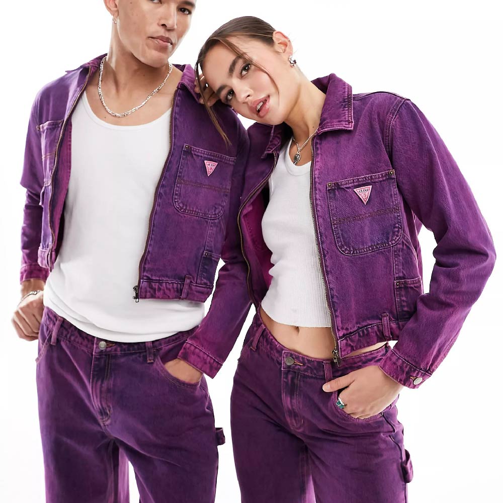 цена Джинсовая куртка Guess Originals Unisex Cropped Carpenter, фиолетовый