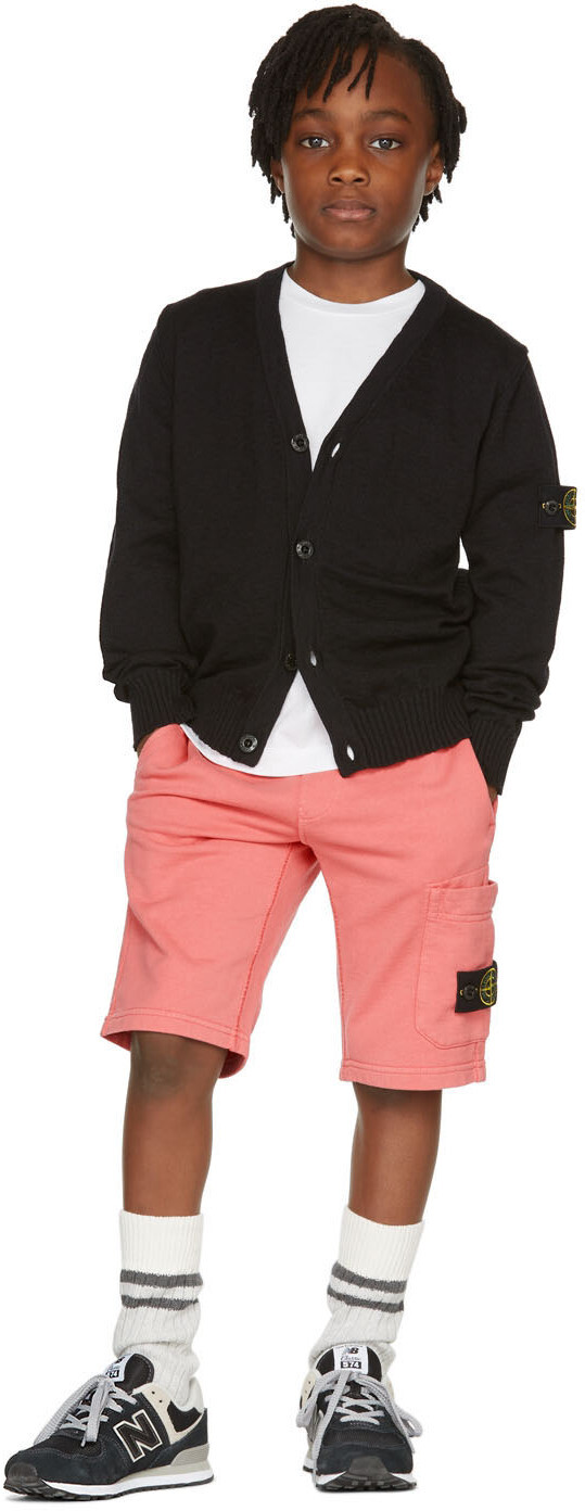 

Детский черный вязаный кардиган из хлопка Stone Island Junior