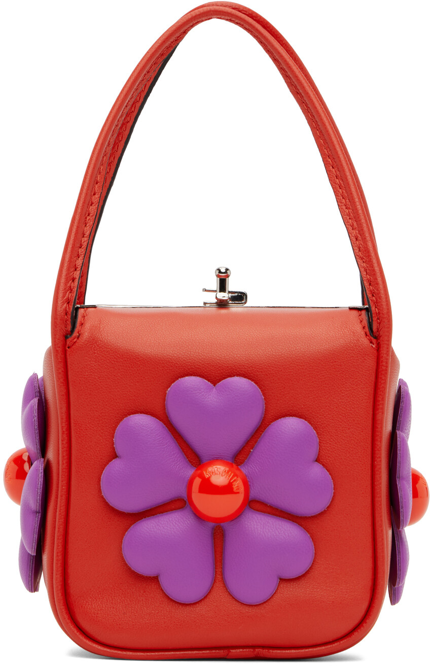 

Красная сумка с цветами в форме сердца Moschino