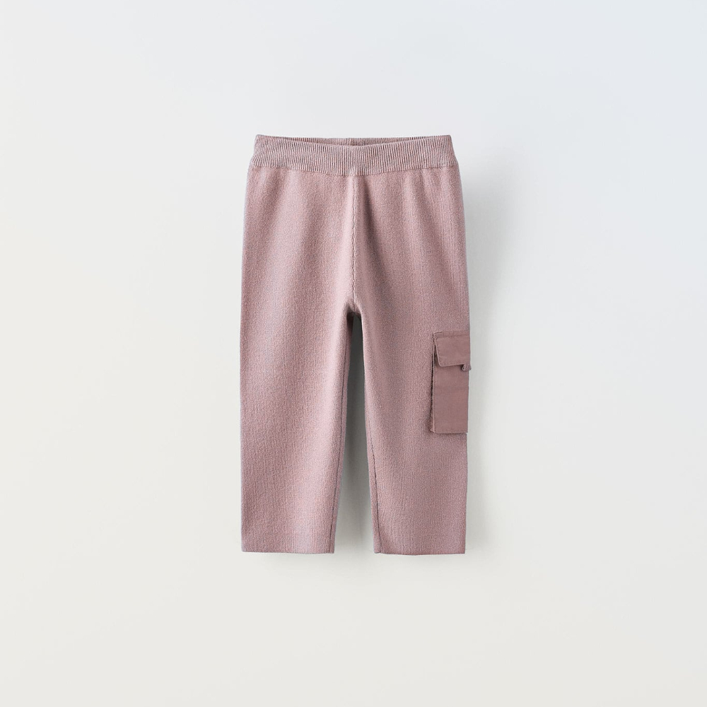Брюки Zara Contrast Pockets, пыльно-розовый