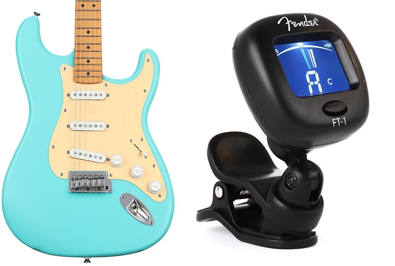 

Squier 40th Anniversary Stratocaster Electric Guitar Vintage Edition - Satin Seafoam Green с кленовым грифом в комплекте с Fender FT-1 Pro Chromatic Clip-on Headstock Tuner Squier + Fender 0379510549=1 0239978000=1
