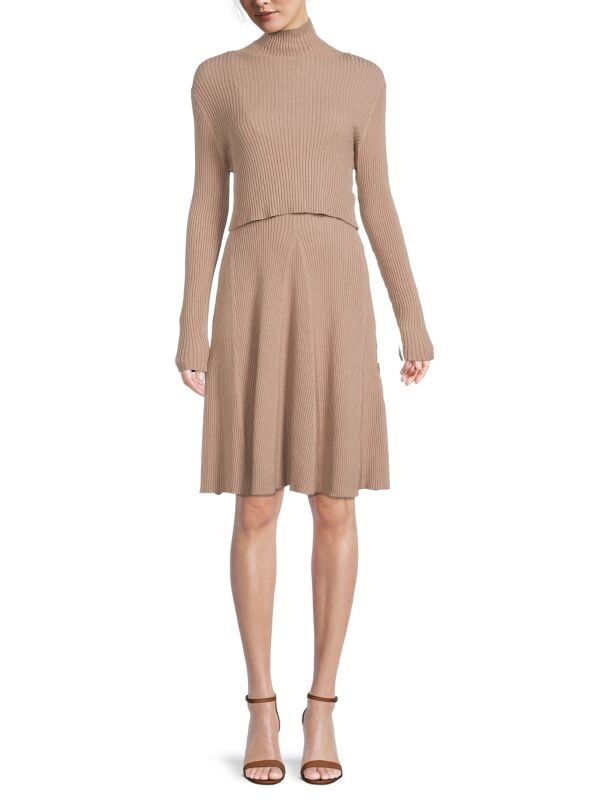 

Платье-водолазка в рубчик от leavenworth Stitchdrop Oatmilk