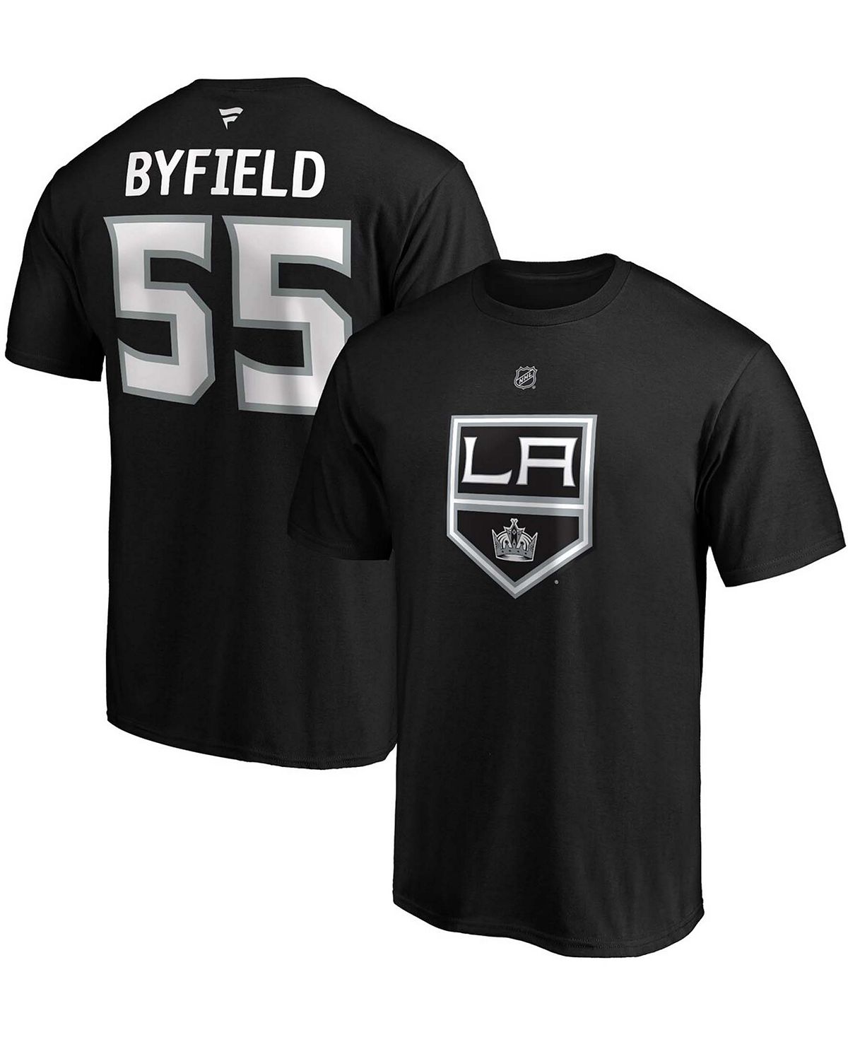 Мужская футболка quinton byfield black los angeles kings authentic с именем и номером стека Fanatics, черный
