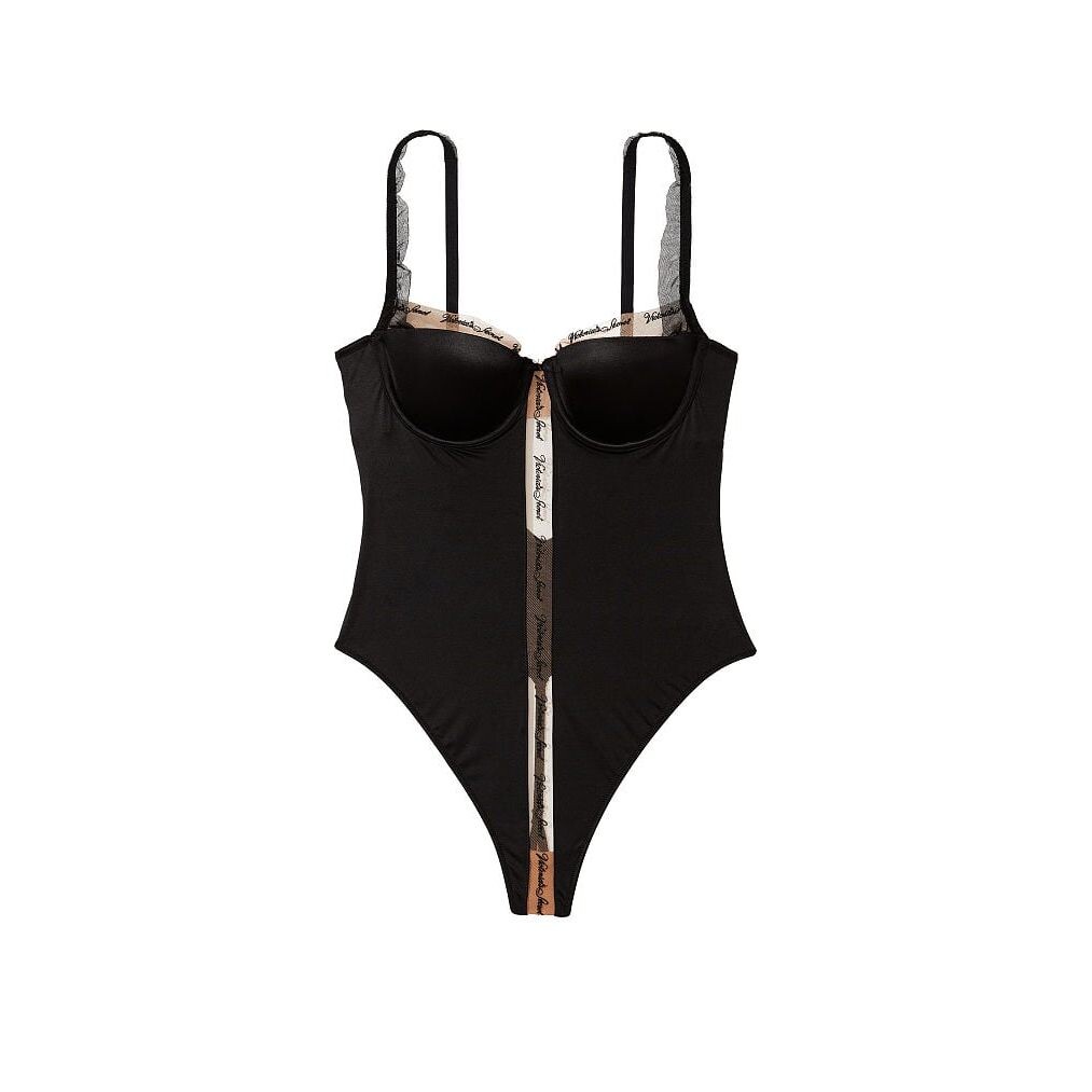 

Боди Victoria's Secret Very Sexy Logo Embroidery Unlined Underwire Teddy, черный