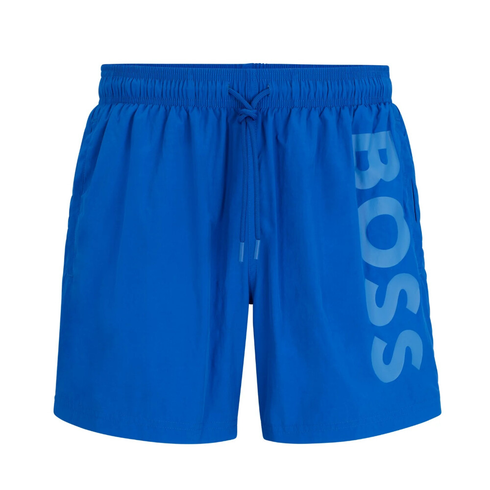 

Шорты для плавания Boss Vertical-logo-print In Quick-dry Poplin, синий