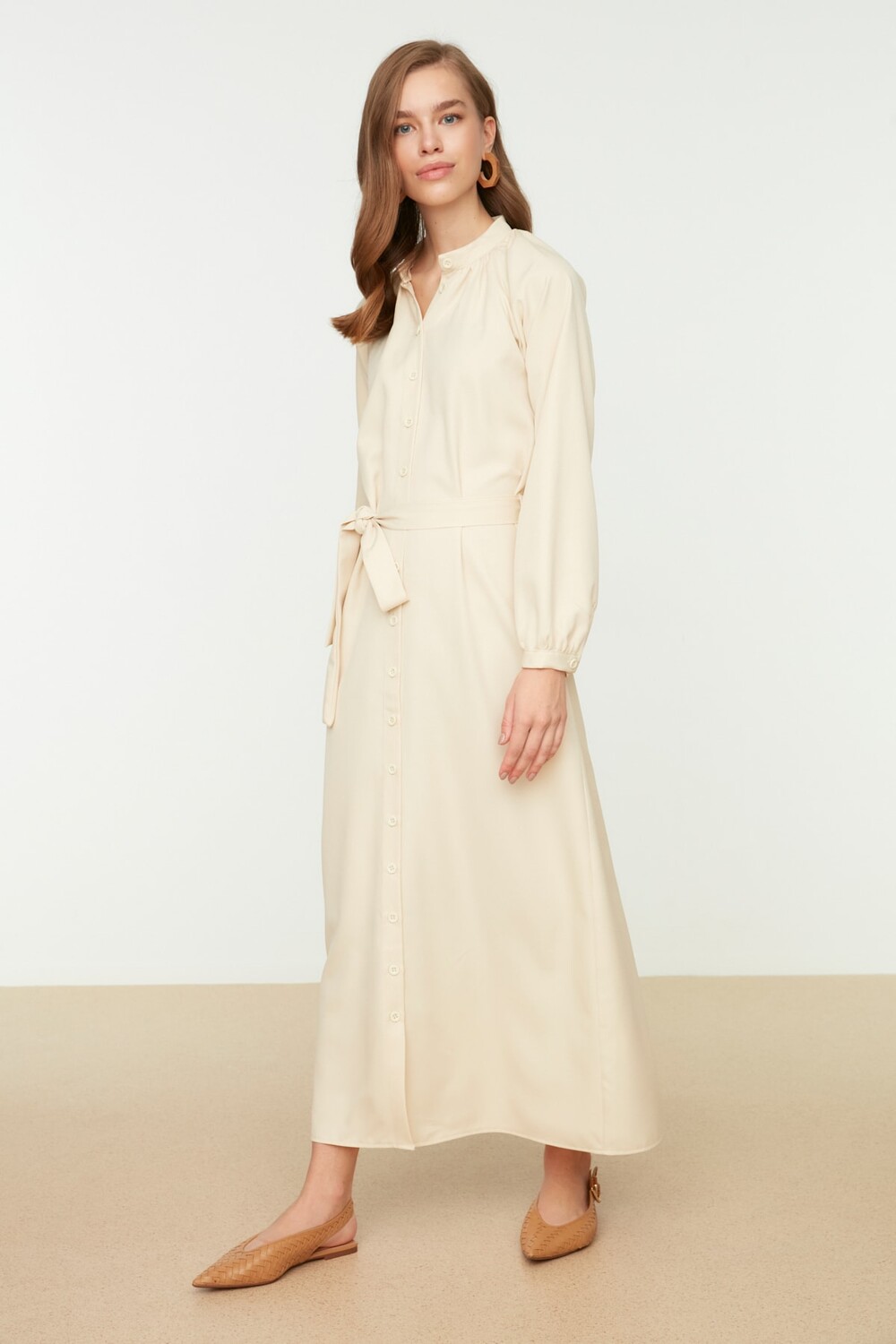 

Платье - Коричневое - А-силуэт Trendyol Modest, коричневый