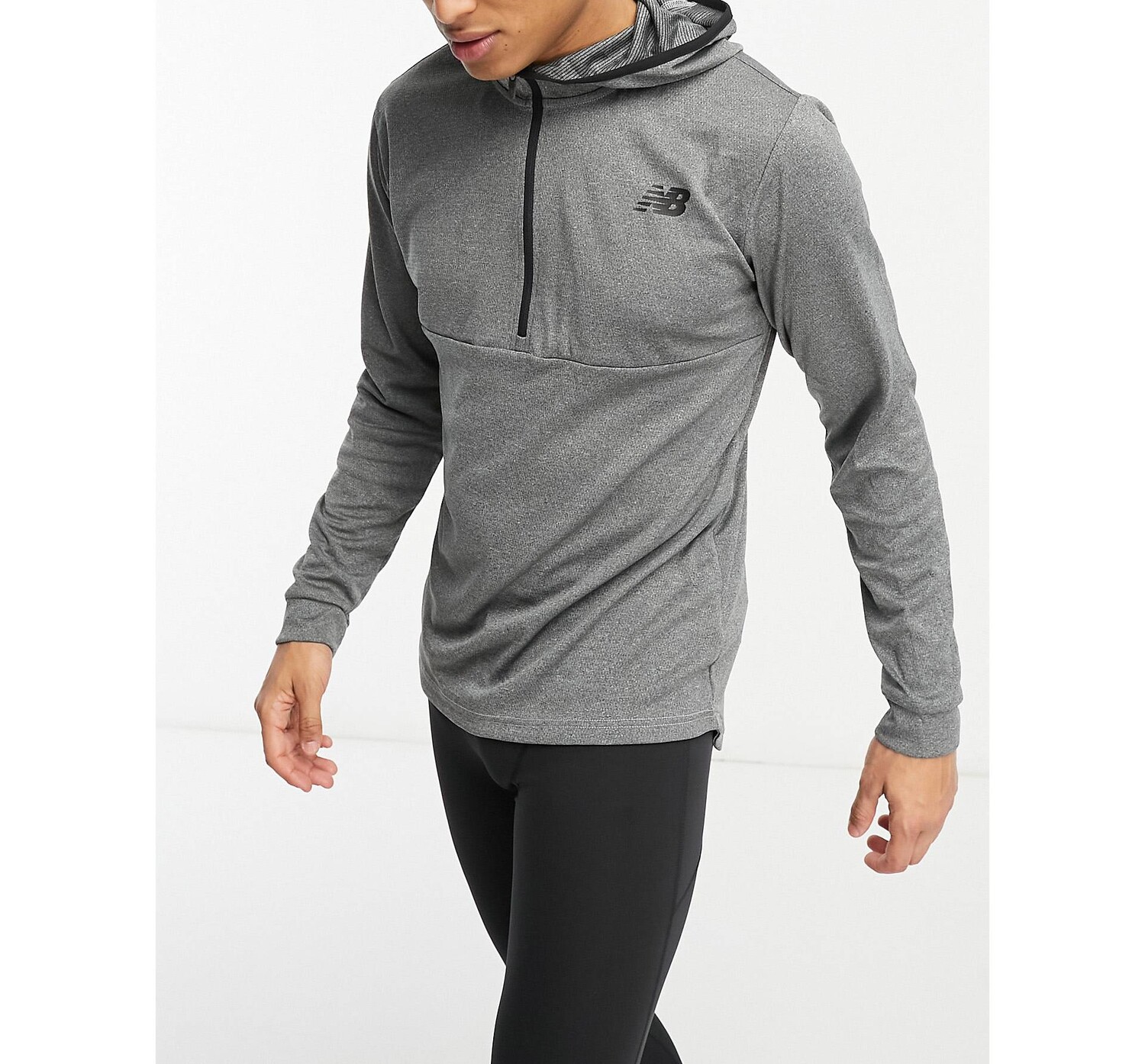 

Серый топ с капюшоном и длинными рукавами на молнии New Balance Tenacity